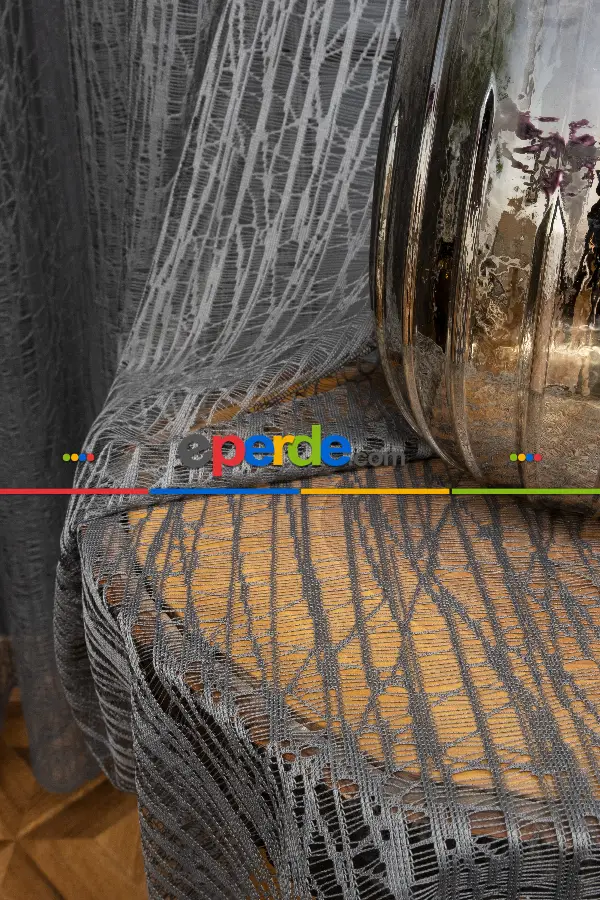 Yeni Tasarım Moda Cam Kırığı Örme Tül Perde Gri - Füme - Antrasit