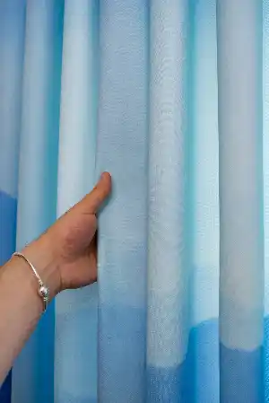 Çocuk Odası - Dökümlü Kumaştan Mavi Dağ Manzaralı Baskılı Fon Perde 1. Kalite