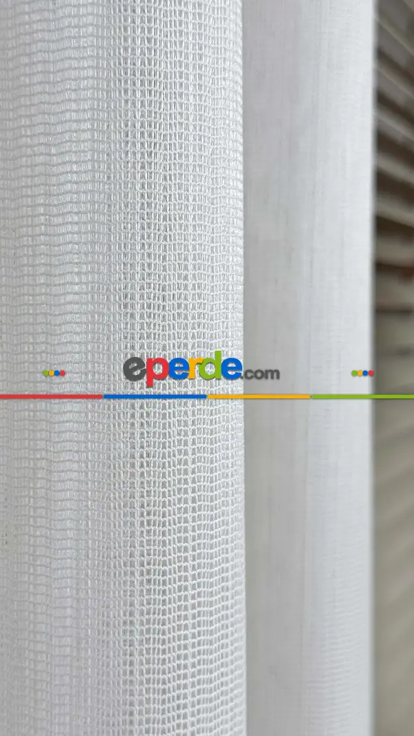 Brillant Ekru Hafif Simli File Tül Perde, Büzgü Ekstraforlu