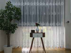 ( Orjinal ) Taç Damask Desen Salon Fransız Dantel Tül Perde & Kruvaze Perde- Ekru