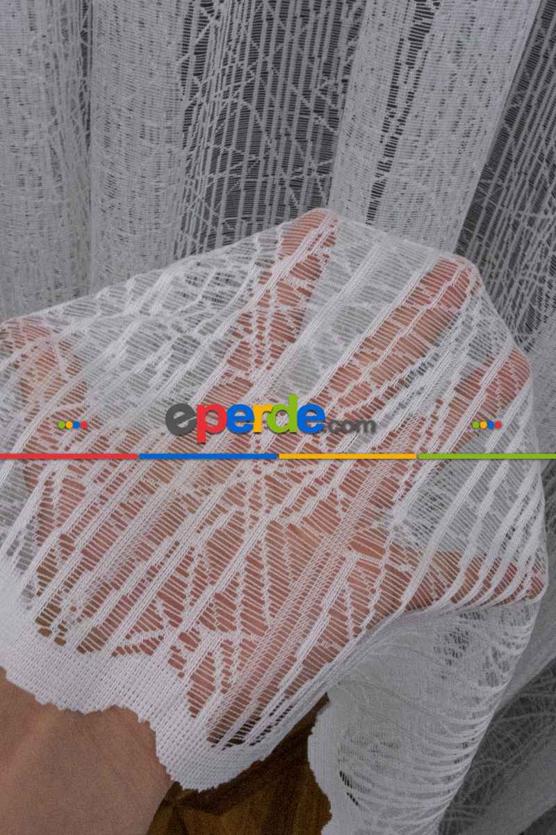 Örme Tül Perde - Spor Desenli - Cam Kırık Desenli