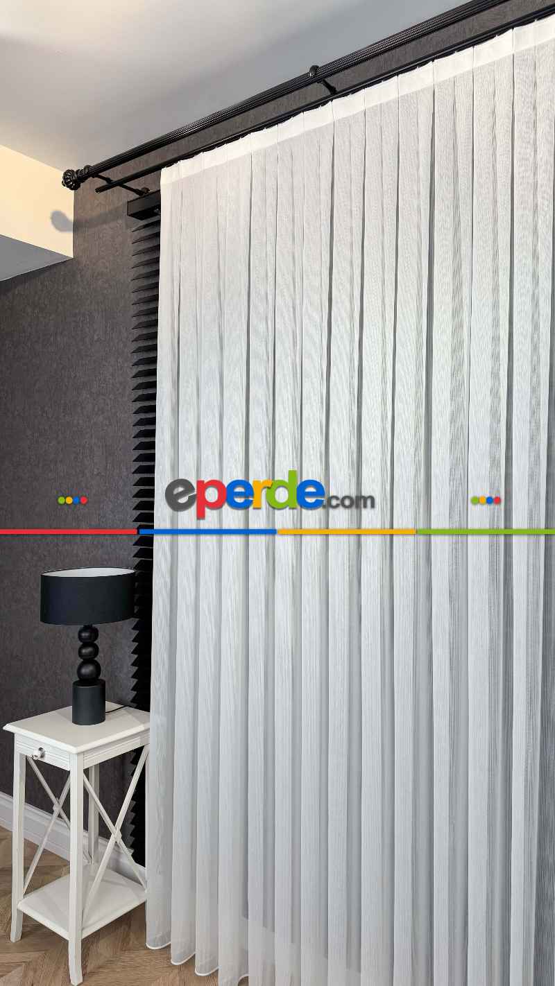 Brillant Ekru Hafif Simli Tül Perde