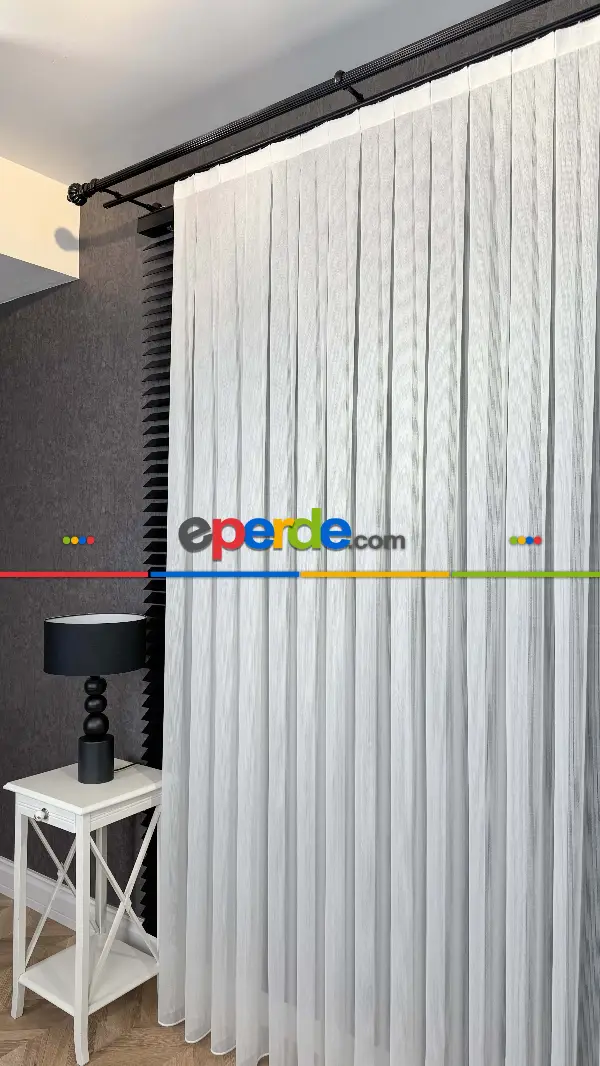 Brillant Ekru Hafif Simli Tül Perde