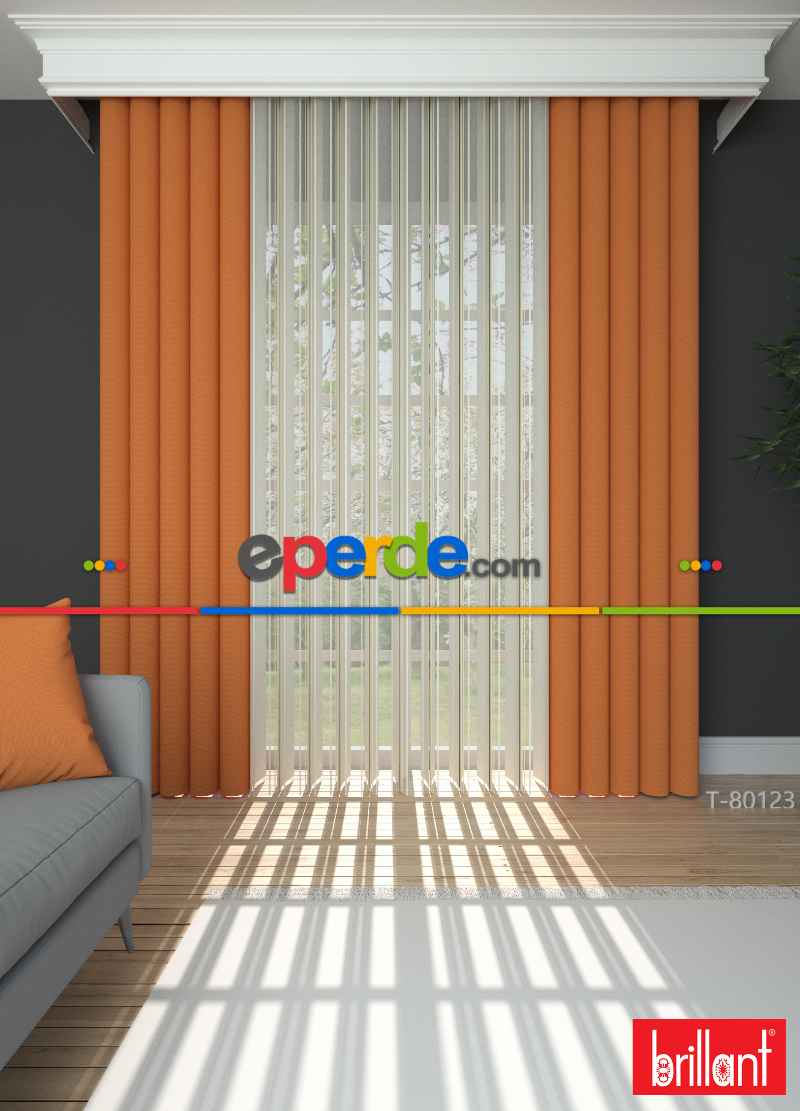 Brillant Akıllı Tül Perde Turuncu Renkli Tül Dikey Zebra Perde Düz 1. Kalite