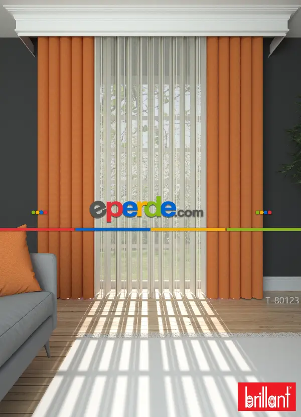 Brillant Akıllı Tül Perde Turuncu Renkli Tül Dikey Zebra Perde Düz 1. Kalite