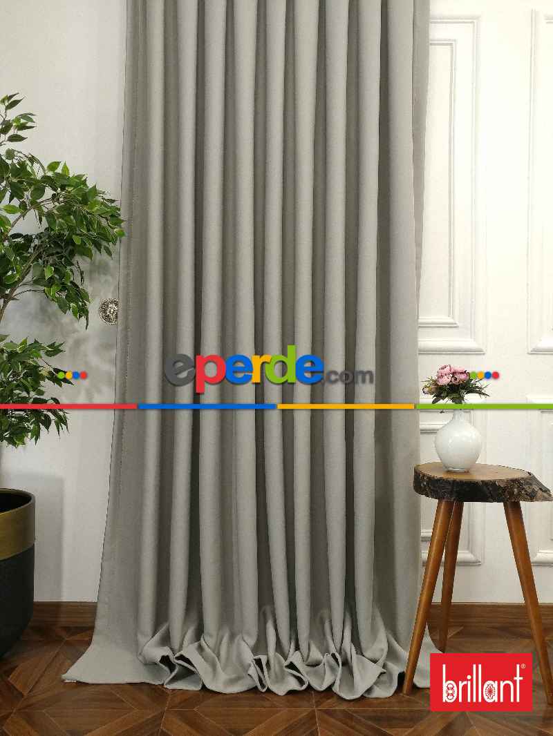 Brillant Karartma Blackout %90 Gri Renk Fon Perde- Gri-füme-antrasit