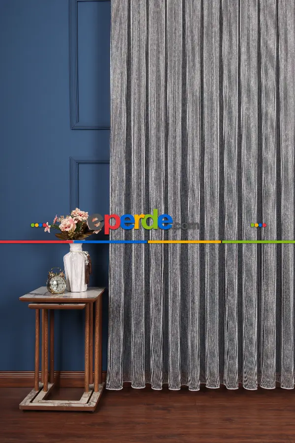 Salon Tül - Luka Gri-antrasit Düz Tül Perde Ütü İstemez