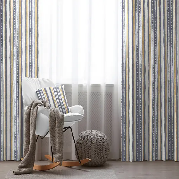 Etnik Fon Perde Evim1538 Kumaşı Kalındır Duck Bezi Değildir- Mavi-beyaz