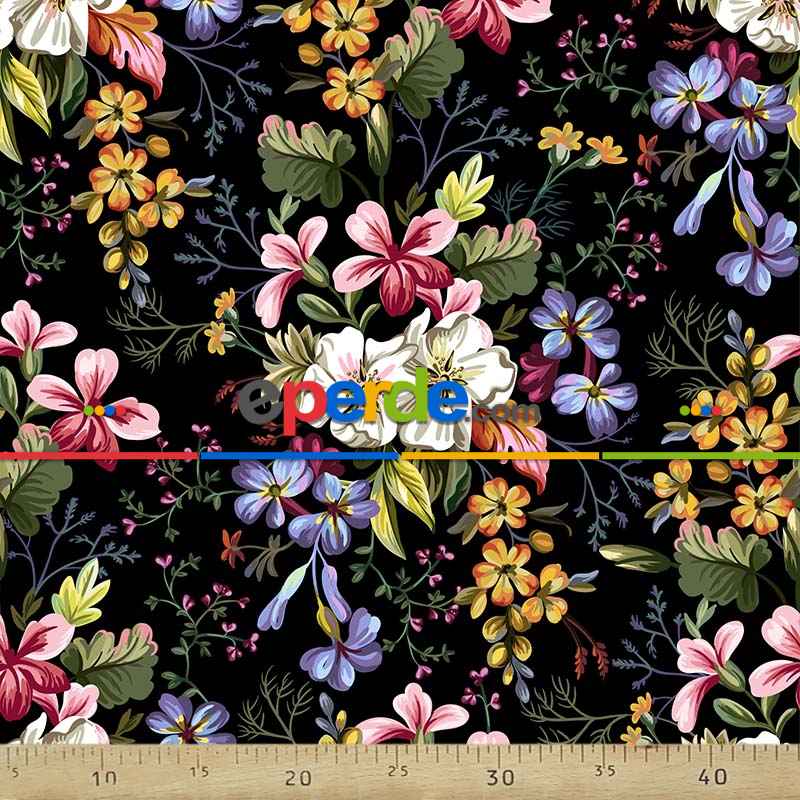 Çiçek Desenli Fon Perde Evm767 Kumaşı Kalındır Duck Bezi Değildir- Yeşil-Sarı-Beyaz-Pembe