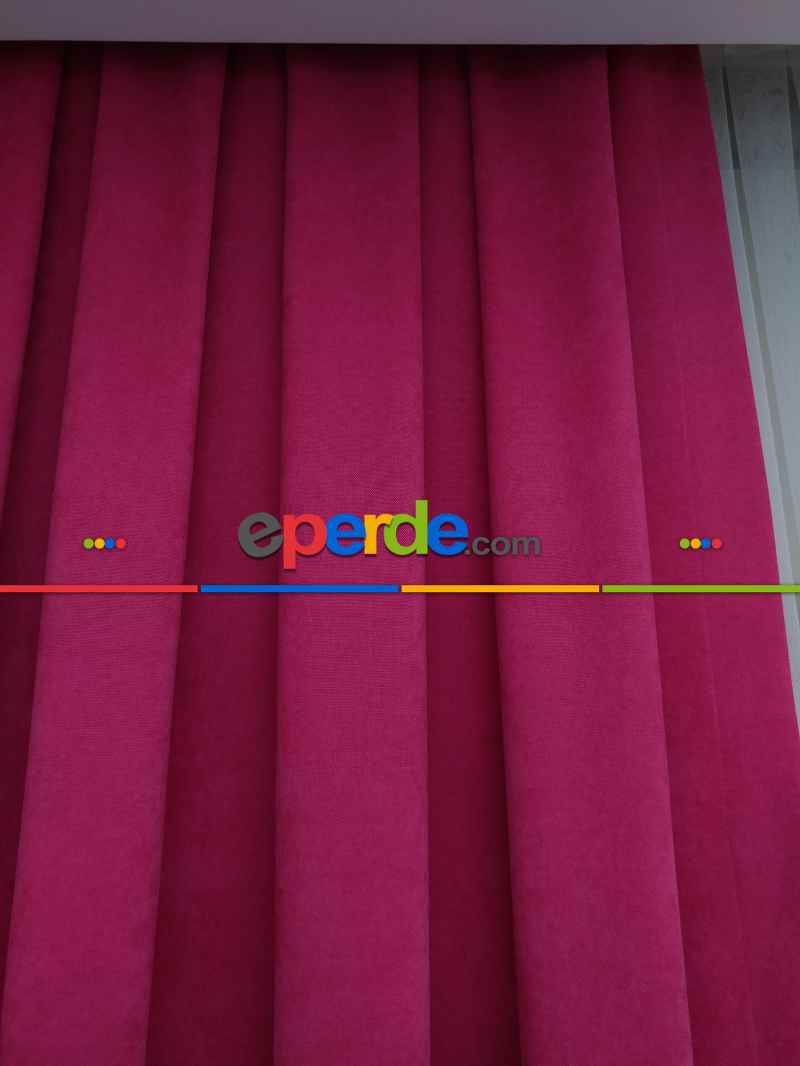 Salon Fon - Fuşya Düz Fon Perde - Fuşya