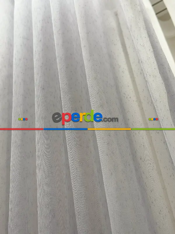 Gri Keten Noktalı Tül Perde, Premium Seri, Kurşunlu Tül