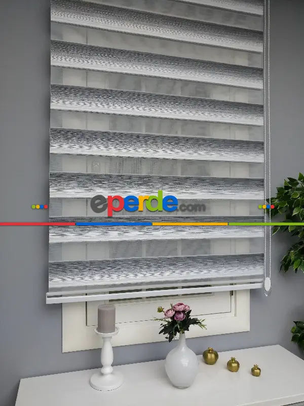 Renk Geçişli Pliseli Zebra Gri-beyaz Yeni Sezon Perle Home