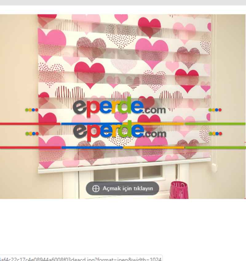 Çocuk Odası - Pembe Kalpli Zebra Perde- Pembe