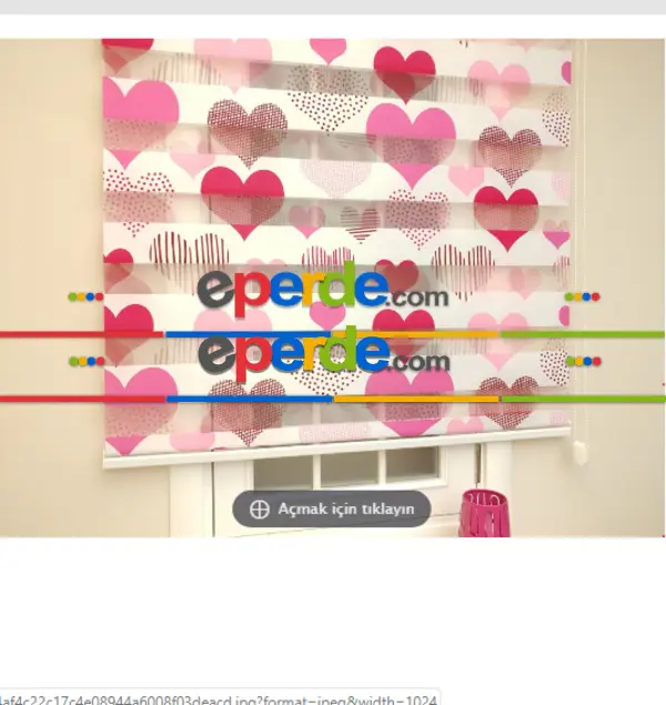 Çocuk Odası - Pembe Kalpli Zebra Perde- Pembe