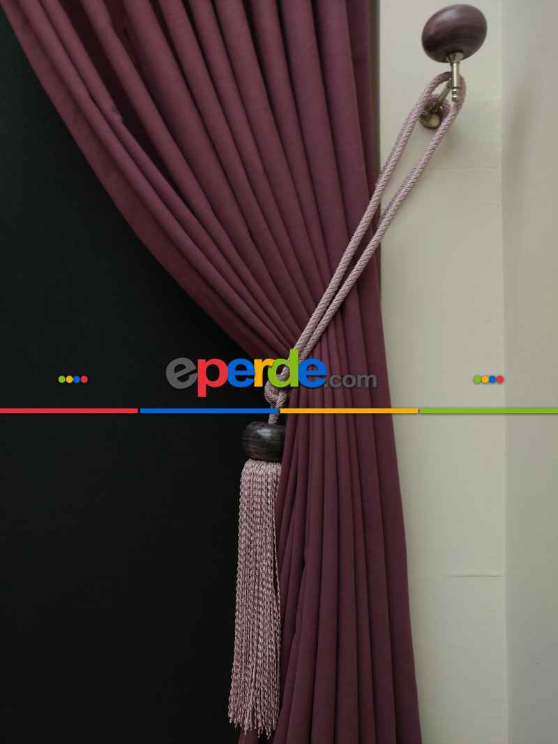 Düz Renk Dökümlü Fon Perde (180)- Gül Kurusu