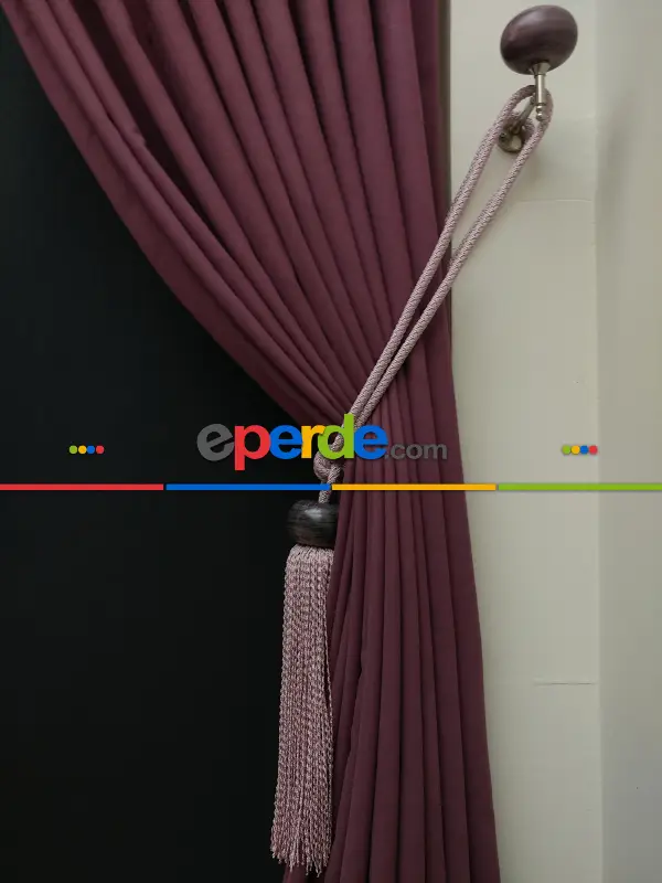 Yatak Odası - Düz Renk Dökümlü Fon Perde (180)- Gül Kurusu