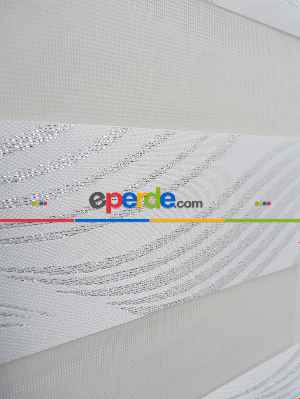 Jakarlı Zebra Perde Bdz-17- Beyaz Gümüş Simli