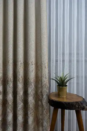 Modern Pano Fon Perde Renk Geçişli Çift Renk - 505- Gri Açık-altın-kahve-kum Beji