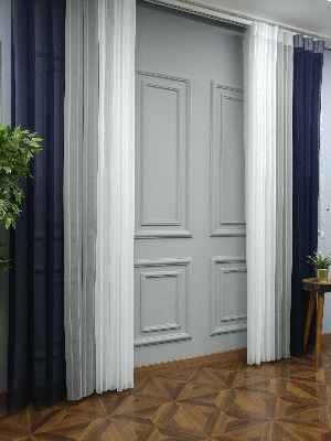 Lens Akıllı Dikey Tül Perde 112- Lacivert-beyaz-gümüş