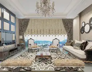Drape Geniş Bant Kadife Bantlı Yarım Şelale Model İp Perde Krem Altın Simli