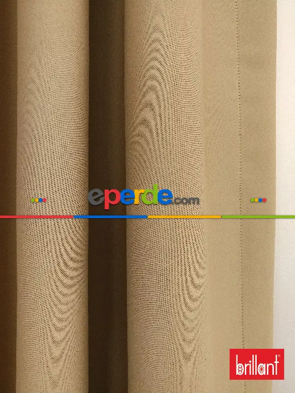Yatak Odası - Brillant Karartma Blackout Bej Renk Fon Perde- Bej