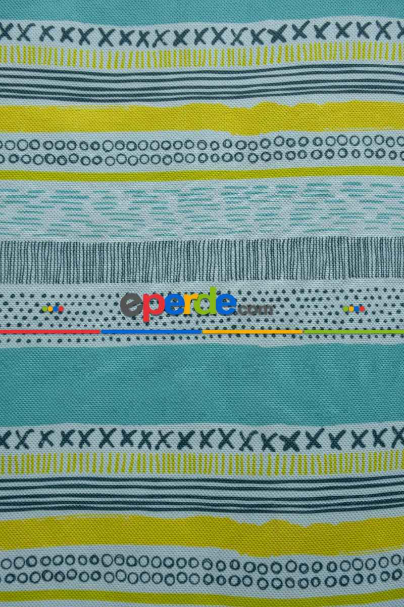 Popart Desenli Fon Perde Evm353-1 Kumaşı Kalındır Duck Bezi Değildir- Siyah-Mavi-Sarı-Beyaz