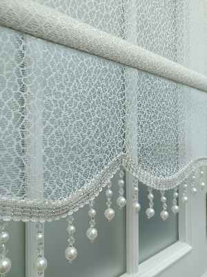 Örme Dantel Çiftli Sistem Tül Stor Perde- Ekru