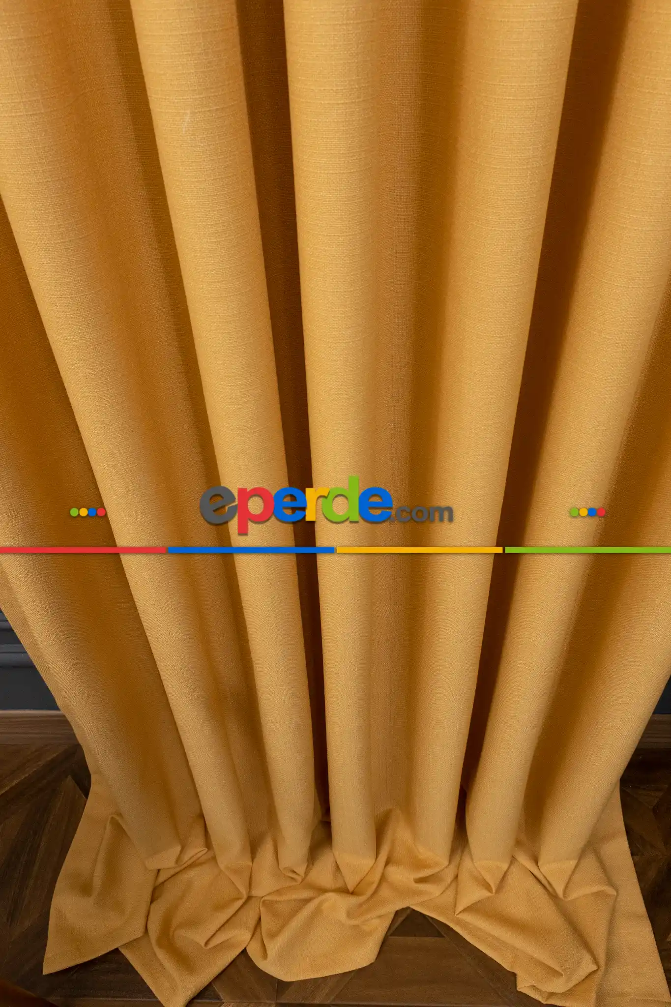 Salon Fon Perde - Keten Sarı Renk Düz Fon Perde- Sarı