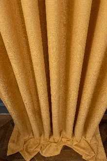 Keten Sarı Renk Düz Fon Perde- Hardal