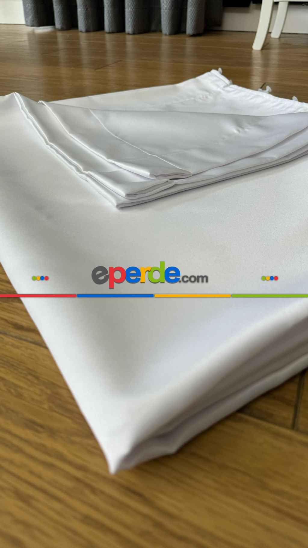 Hazır Ölçülü Atlas Saten Beyaz Güneşlik Perde