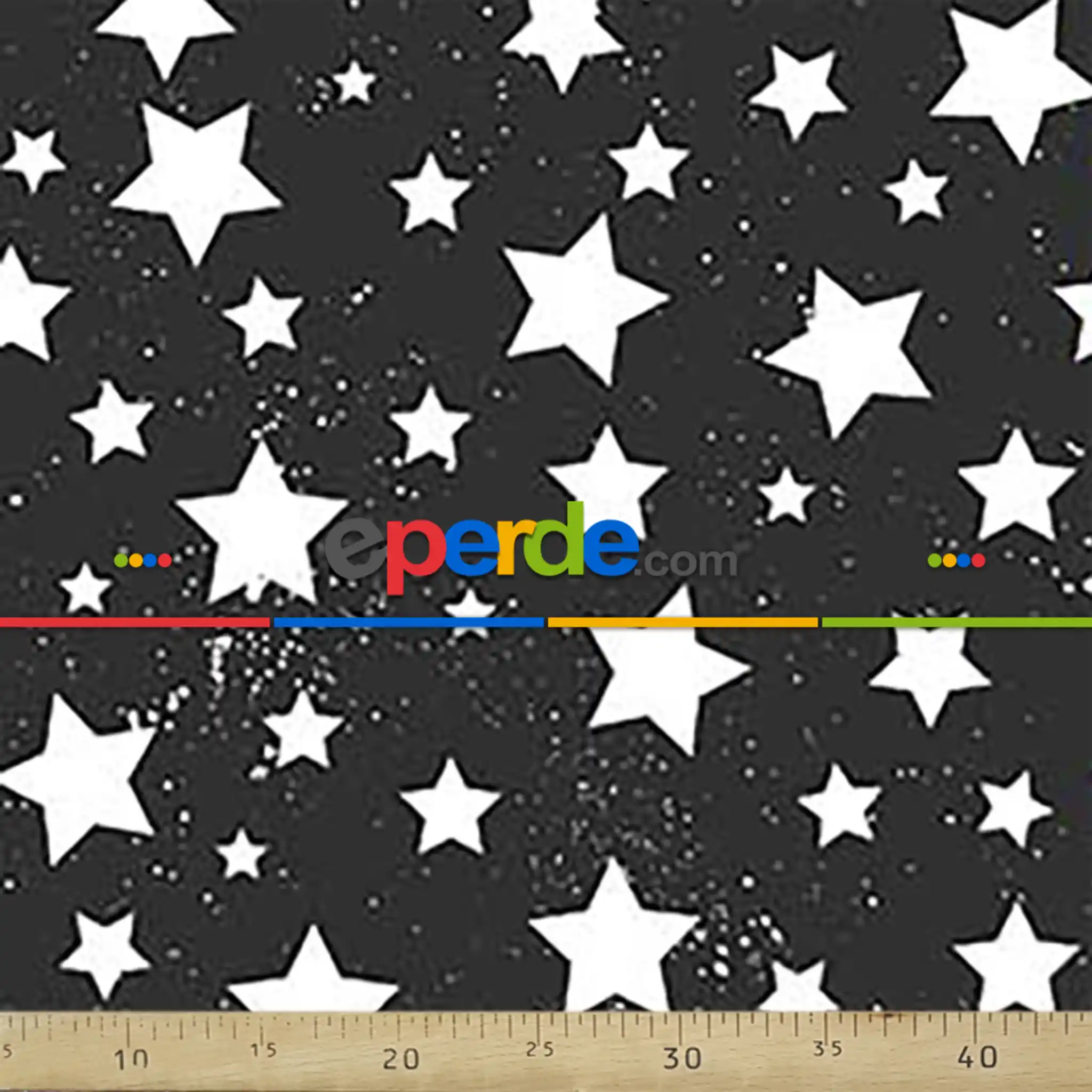 Yıldız Desenli Fon Perde Evm685-7 Kumaşı Kalındır Duck Bezi Değildir- Siyah-Beyaz