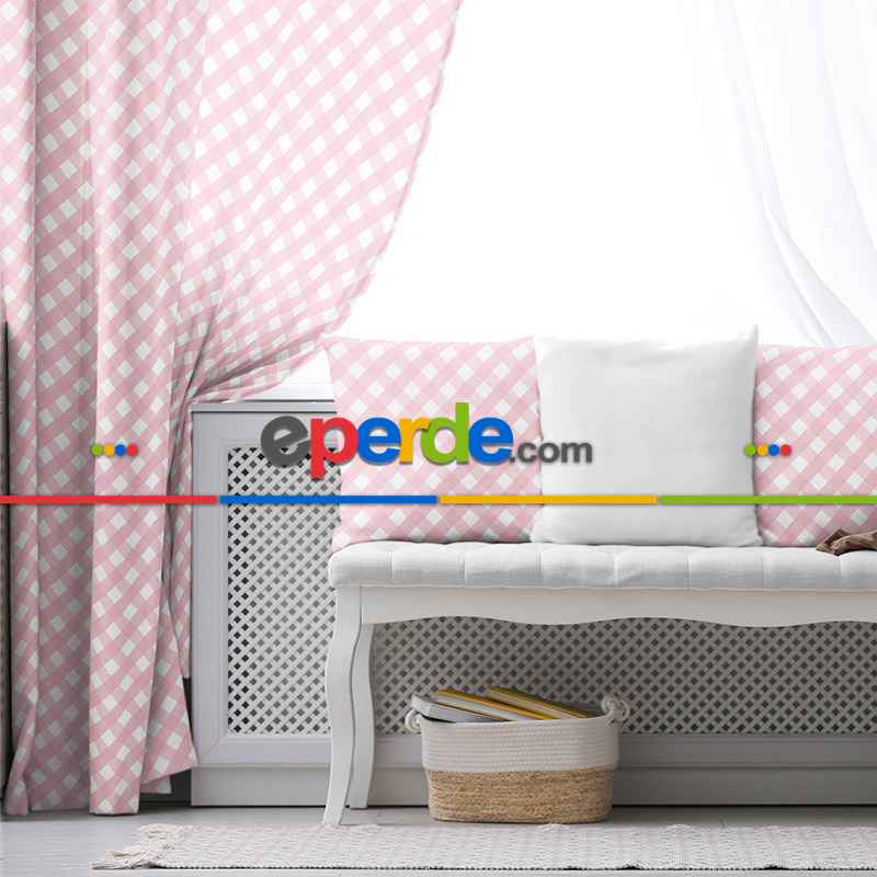 Çocuk Fon Perde Evim1616-11 Kumaşı Kalındır Duck Bezi Değildir- Mavi-beyaz