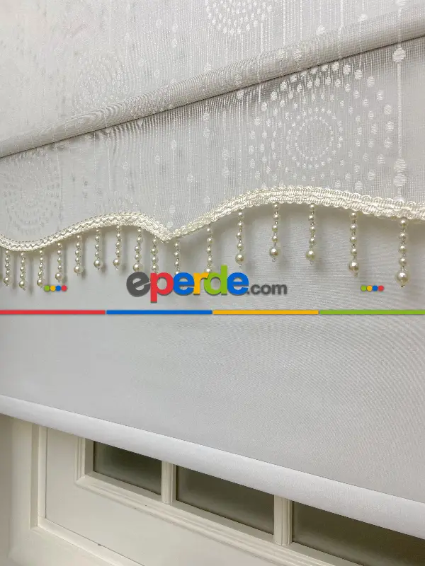 Çiftli Sistem Tül Stor Perde Ve Stor Perde- Ekru