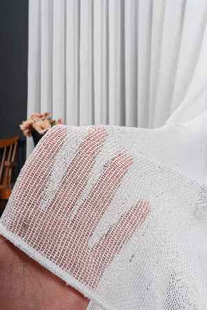 Yumuşak Dokulu Gümüş Damlacık Desenli File tül perde Ütü İstemez