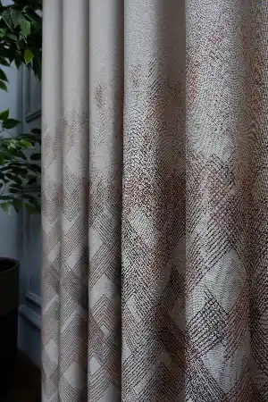 Modern Pano Fon Perde Renk Geçişli Çift Renk - 505- Bej-kahve Koyu-gri Açık-kiremit Rengi