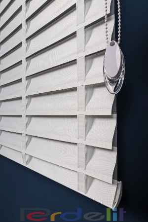 Beyaz 50mm Silüet Kumaş Jaluzi Perde