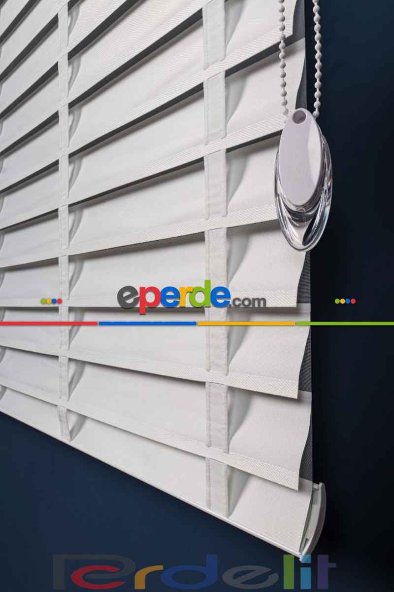 Beyaz 50mm Silüet Kumaş Jaluzi Perde