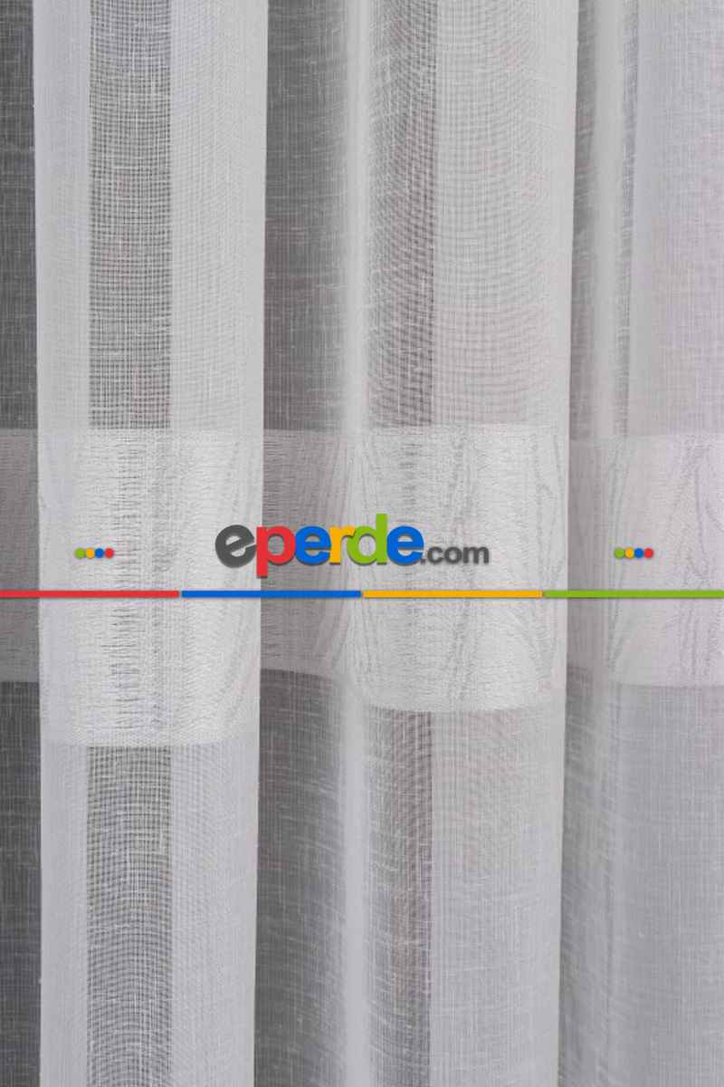 Salon Tül Modelleri - Keten Etek Dokuma Ekru Tül Perde