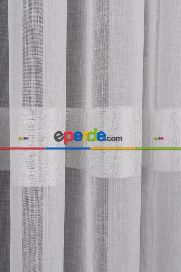 Salon Tül Modelleri - Keten Etek Dokuma Ekru Tül Perde