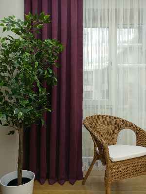 Mürdüm Düz Fon Perde 180cm En- Mürdüm