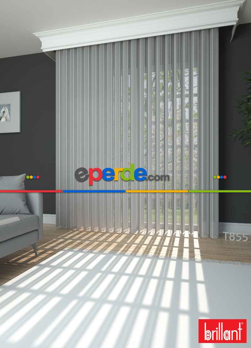 Brillant Akıllı Tül Perde Kremsi Gri Renkli Tül Dikey Zebra Perde Düz 1. Kalite