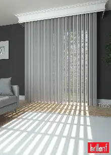 Brillant Akıllı Tül Perde Kremsi Gri Renkli Tül Dikey Zebra Perde Düz 1. Kalite