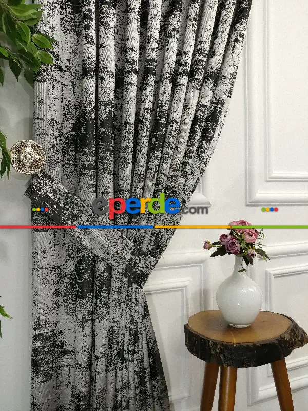 Jakar Dokuma - Spor Desenli Fon Perde- Siyah-gri Açık