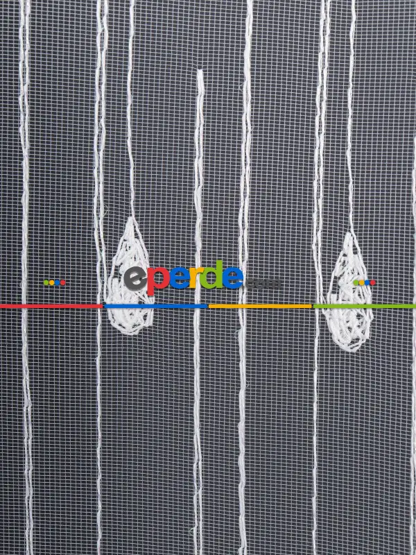 Damlacık Desenli Brode İşlemeli Tül Perde