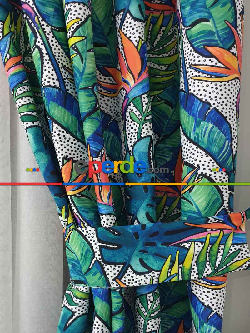 Mutfak Fon Perde Baskılı- Siyah