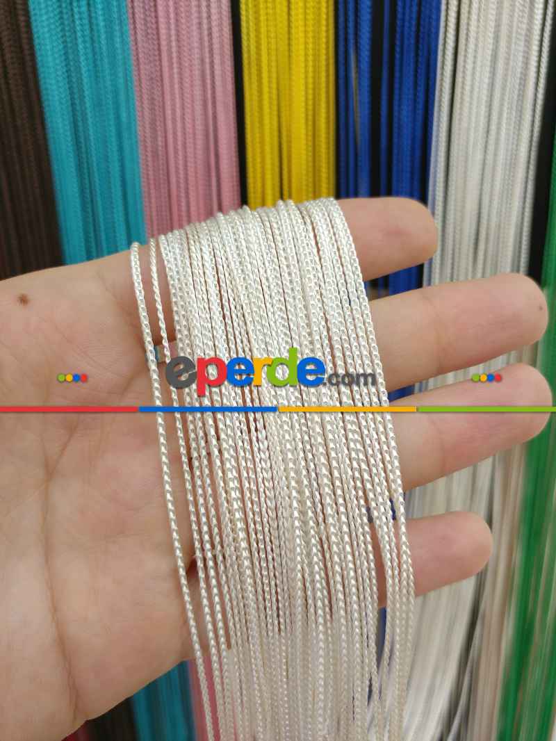 Açık Bej Rengi İp Perde İnce Zincir Serisi- Bej