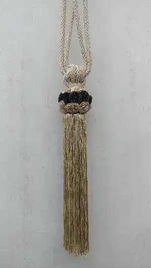 Bukle Braçol Perde Bağı- Krem