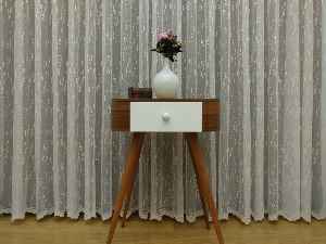 Özel Örme Dokulu Tül Perde- Ekru