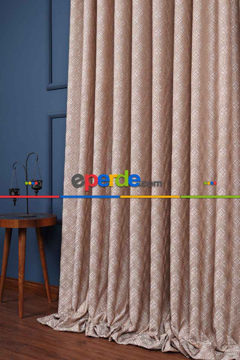 Yatak Odası Fon Perde - S Pile Dökümlü Jakar Dokuma Fon Perde