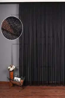 Yatak Odası - Siyah Grek Tül Perde Petek Zemin